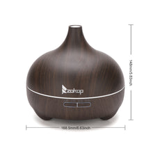 Load image into Gallery viewer, Zokop 2102yk 550ml Aroma Diffuser Dark Brown Plastic with White Remote Control and Colorful Light RT