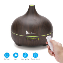 Load image into Gallery viewer, Zokop 2102yk 550ml Aroma Diffuser Dark Brown Plastic with White Remote Control and Colorful Light RT