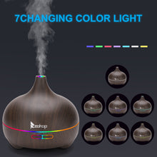 Load image into Gallery viewer, Zokop 2102yk 550ml Aroma Diffuser Dark Brown Plastic with White Remote Control and Colorful Light RT
