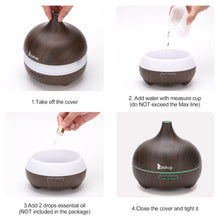 Load image into Gallery viewer, Zokop 2102yk 550ml Aroma Diffuser Dark Brown Plastic with White Remote Control and Colorful Light RT